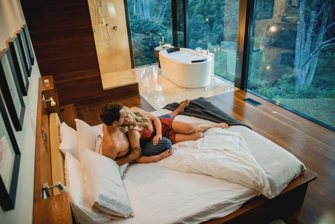 couple in romantic accommodation