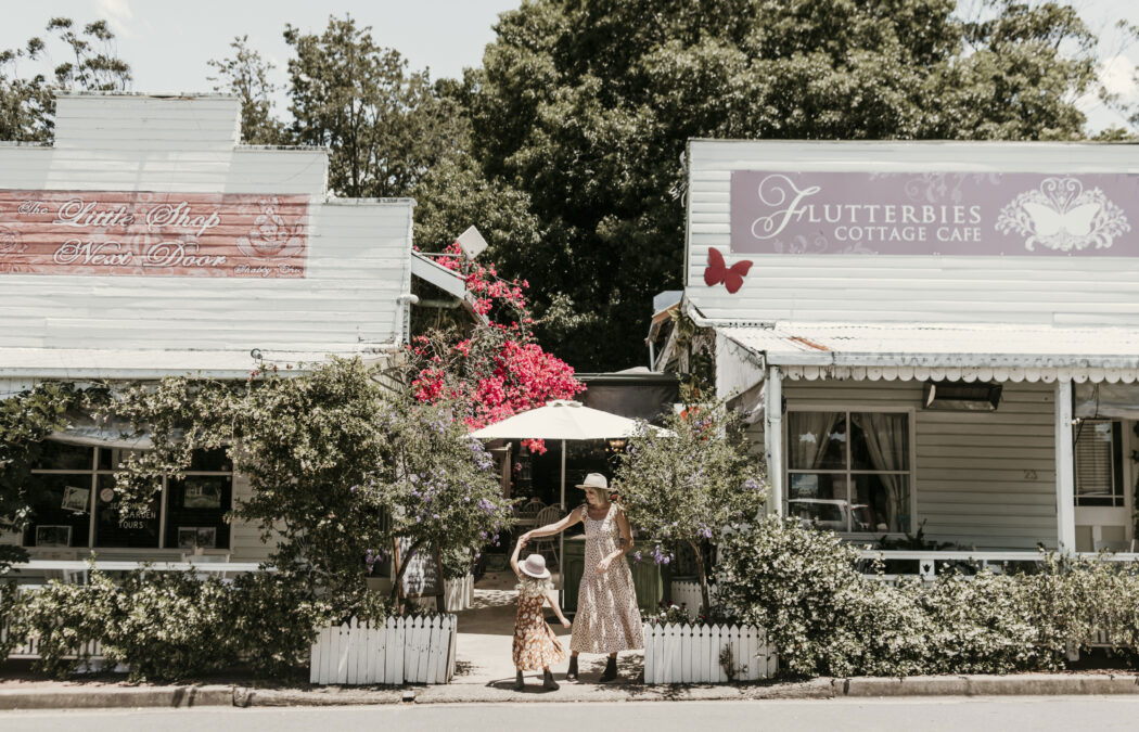 Mum and daughter outside flutterbies in Tyalgum