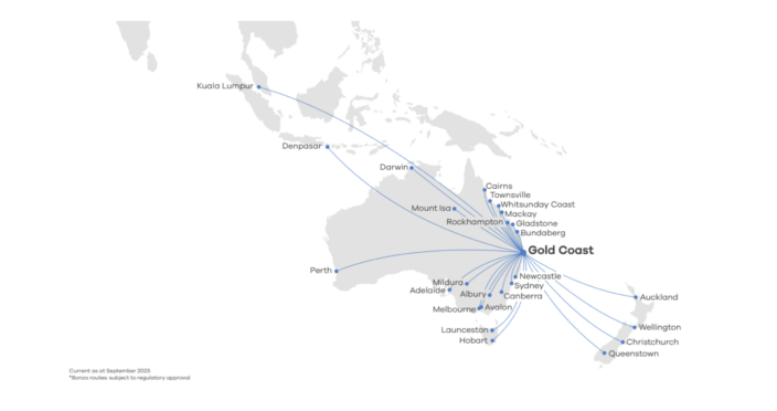 gold coast airport route map