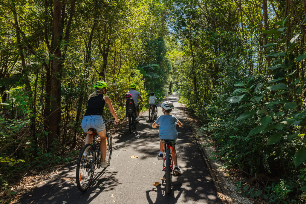 family on the northern rivers rail trail