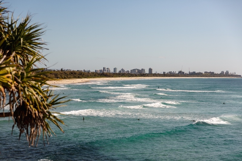 view from the headland to fingal head beach