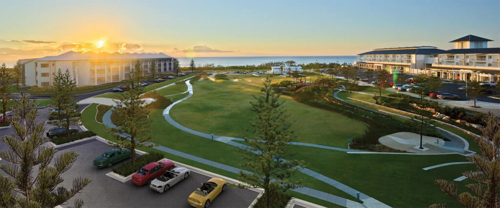 Aerial view of Salt Village, Kingscliff