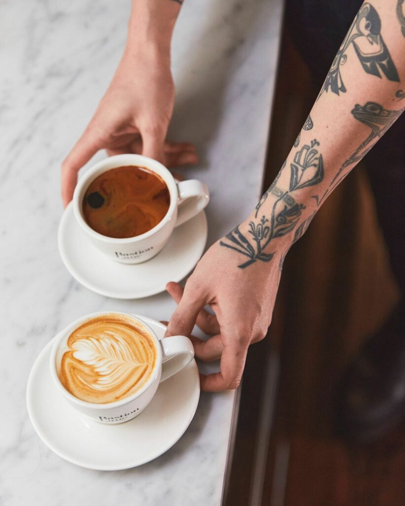 flat white and long black coffee at bastion lane espresso