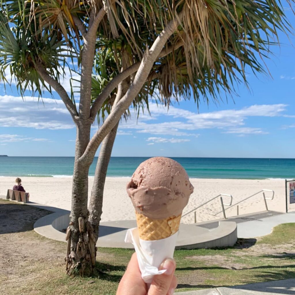 gelato ice cream cone at the beach